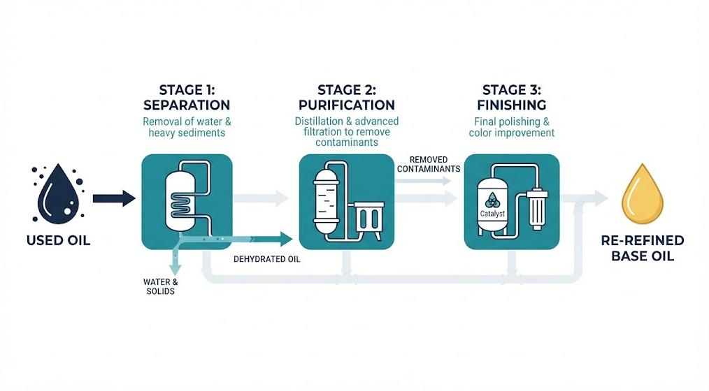 Used oil re-refining process overview