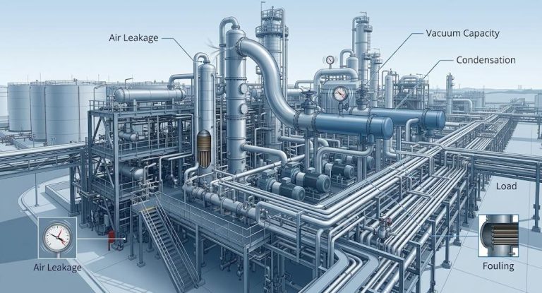 Vacuum pressure fluctuation in a large waste oil distillation plant
