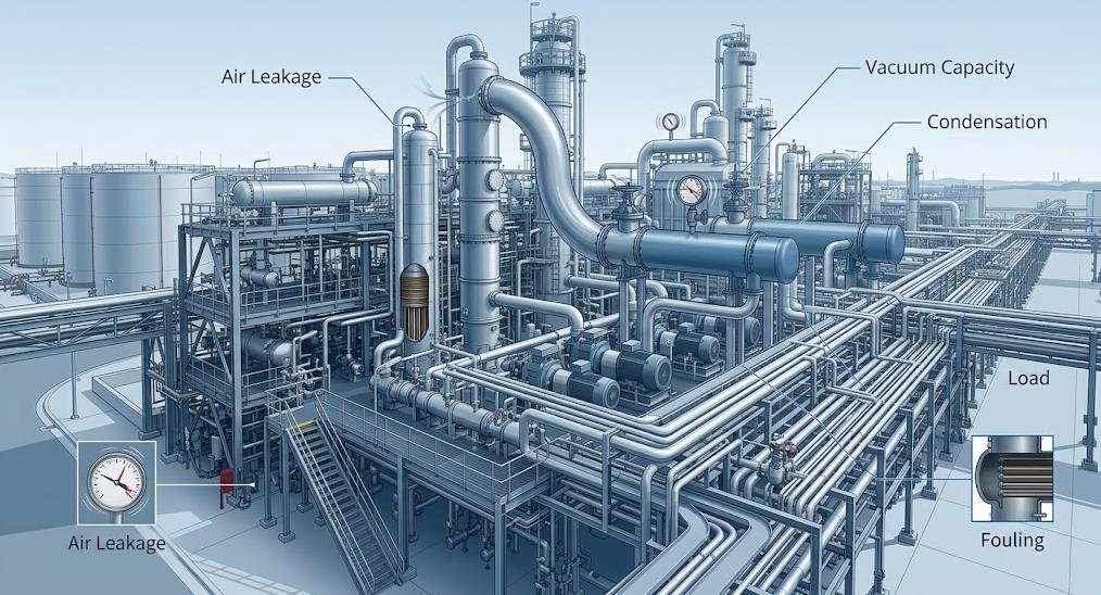 Vacuum pressure fluctuation in a large waste oil distillation plant