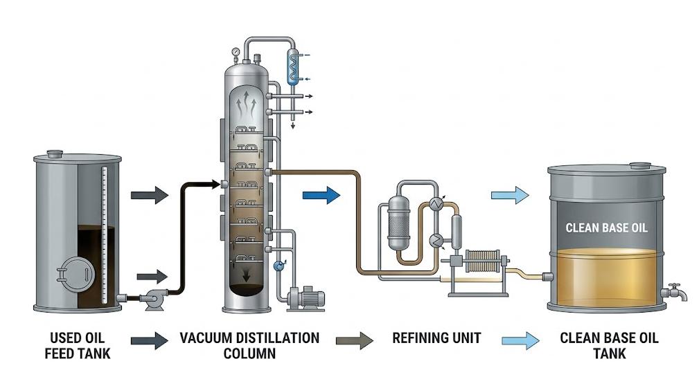 Base oil re-refining process