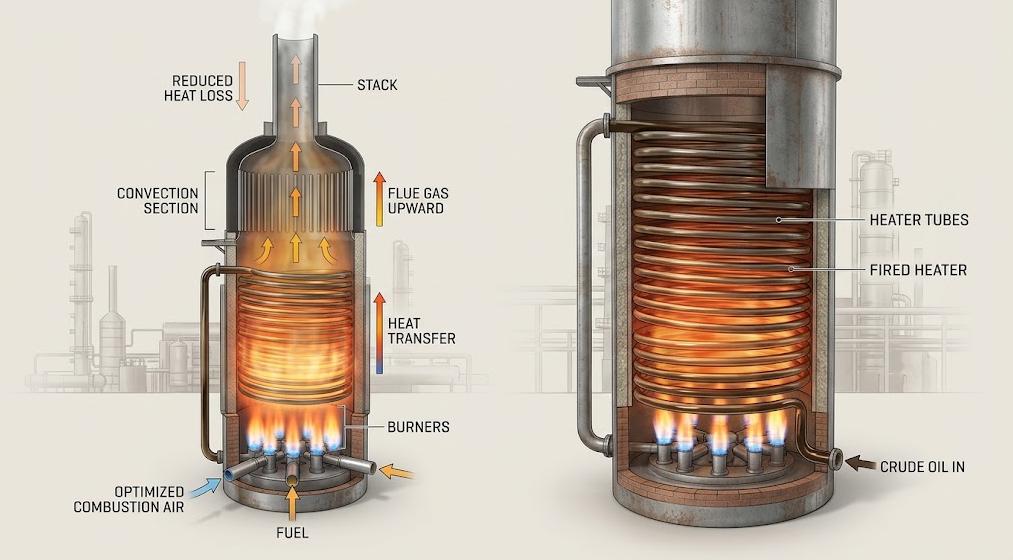 CDU fired heater efficiency