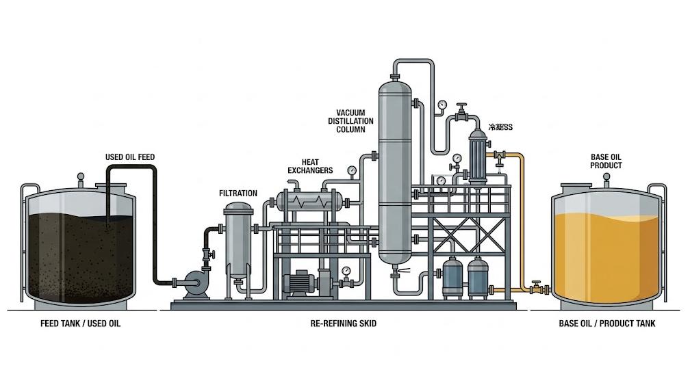 High-ash waste oil re-refining plant